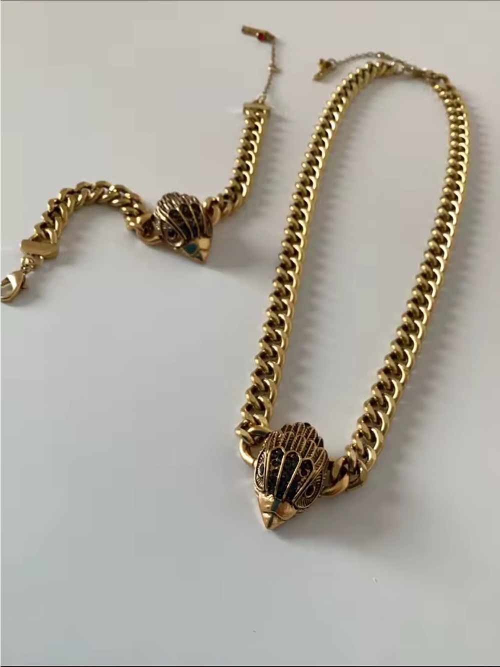 Kurt Geiger Gold-Tone Statement Necklace & Bracelet Set.